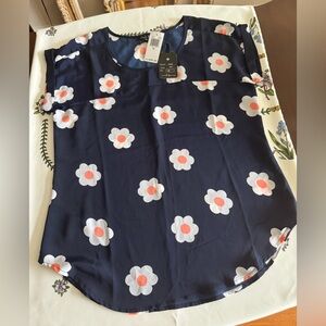 Antilia Femme Dark Blue Daisy Print Blouse